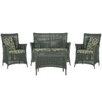 Jogo Sofá E 2 Poltronas E Mesa Igapó Preta E5 Trama Original Verde - 1