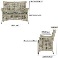 Jogo Sofá 2 Poltronas E Mesa Igapó Marrom E5 Trama Original Rami - 2