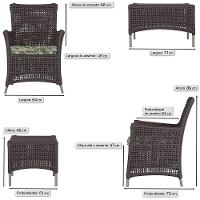 Jogo Sofá E 2 Poltronas E Mesa Igapó Fendi E5 Trama Original Marrom - 3