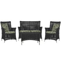 Jogo Sofá E 2 Poltronas E Mesa Igapó Fendi E5 Trama Original Preto - 1