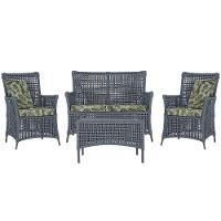 Jogo Sofá E 2 Poltronas E Mesa Igapó Preta E5 Trama Original Prata - 1