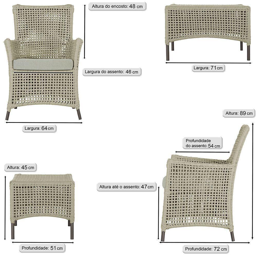 Jogo Sofá 2 Poltronas E Mesa Igapó Marrom E3 Trama Original Rami - 3