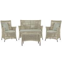 Jogo Sofá 2 Poltronas E Mesa Igapó Marrom E3 Trama Original Rami - 1