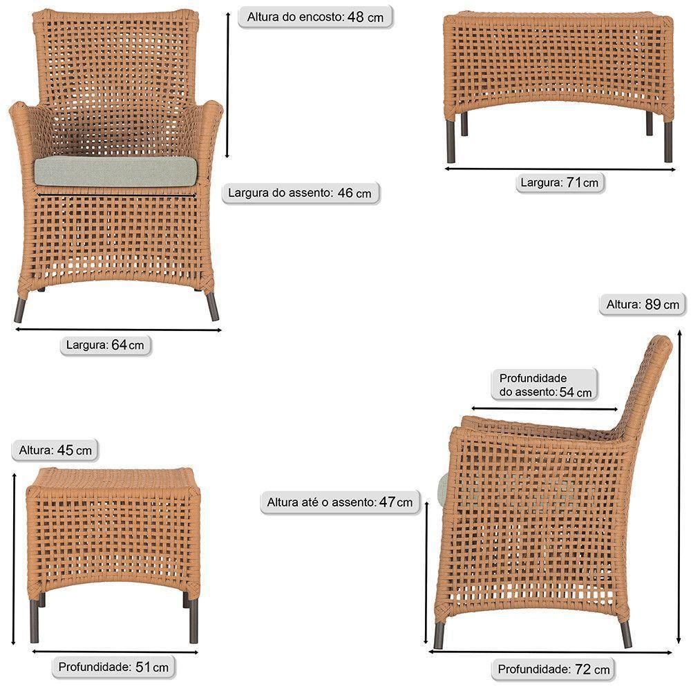 Jogo Sofá 2 Poltronas E Mesa Igapó Marrom E3 Trama Original Terra Cota - 3