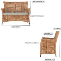 Jogo Sofá 2 Poltronas E Mesa Igapó Marrom E3 Trama Original Terra Cota - 2