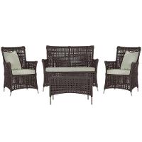 Jogo Sofá E 2 Poltronas E Mesa Igapó Fendi E3 Trama Original Marrom - 1