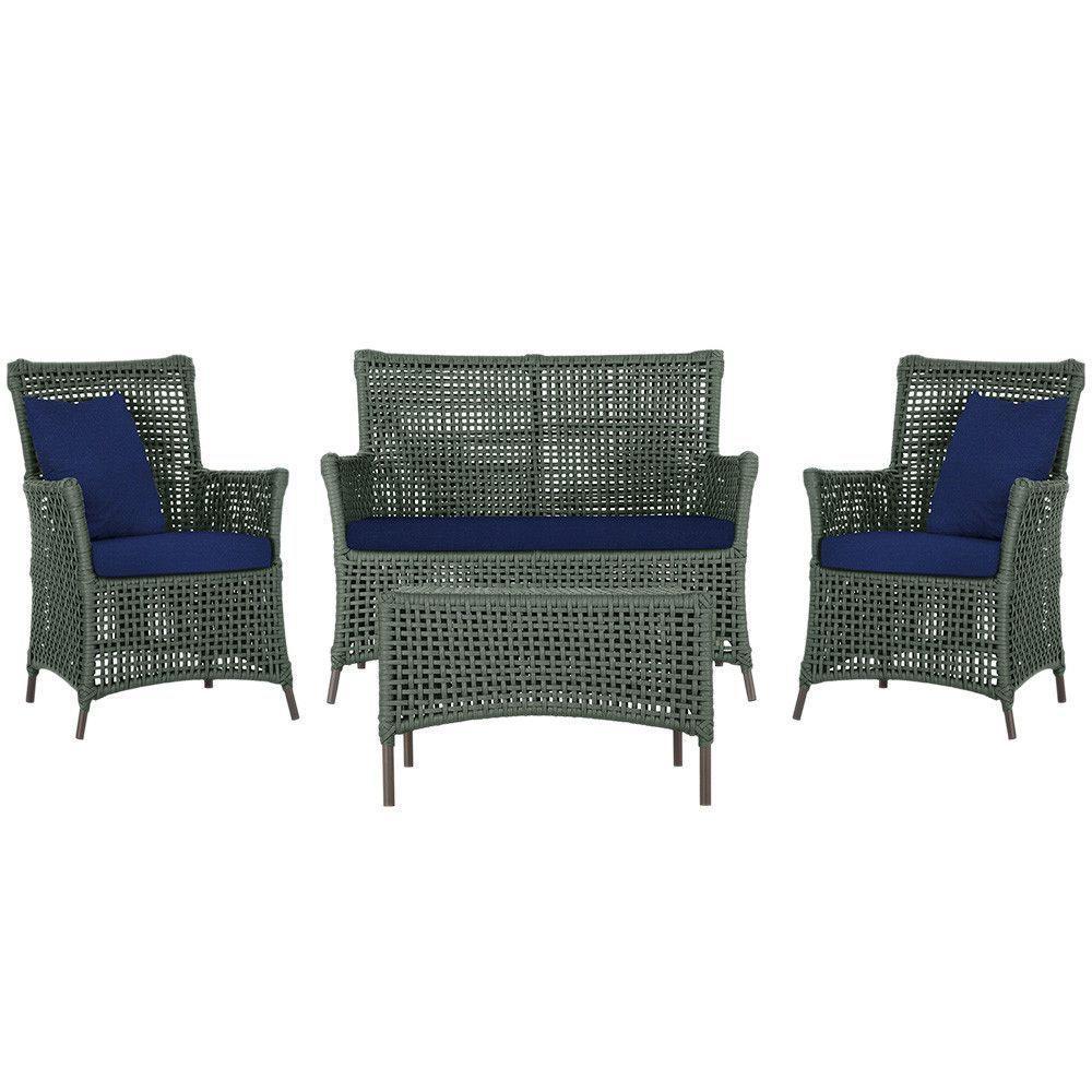 Jogo Sofá 2 Poltronas E Mesa Igapó Marrom E10 Trama Original Verde - 1