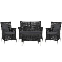 Jogo Sofá 2 Poltronas E Mesa Igapó Fendi E11 Trama Original Preto - 1