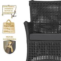 Jogo Sofá 2 Poltronas E Mesa Igapó Fendi E11 Trama Original Preto - 5