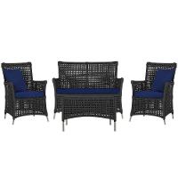 Jogo Sofá 2 Poltronas E Mesa Igapó Fendi E10 Trama Original Preto - 1