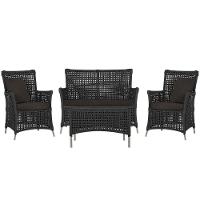 Jogo Sofá E 2 Poltronas E Mesa Igapó Fendi E9 Trama Original Preto - 1