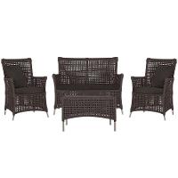 Jogo Sofá E 2 Poltronas E Mesa Igapó Fendi E9 Trama Original Marrom - 1