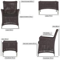 Jogo Sofá E 2 Poltronas E Mesa Igapó Fendi E9 Trama Original Marrom - 5