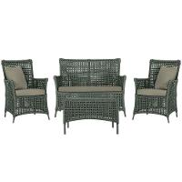 Jogo Sofá E 2 Poltronas E Mesa Igapó Preta E8 Trama Original Verde - 1