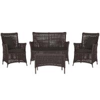 Jogo Sofá 2 Poltronas E Mesa Igapó Marrom E9 Trama Original Marrom - 1