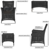 Jogo Sofá 2 Poltronas E Mesa Igapó Marrom E9 Trama Original Preto - 3