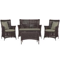 Jogo Sofá 2 Poltronas E Mesa Igapó Marrom E8 Trama Original Marrom - 1