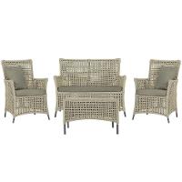 Jogo Sofá E 2 Poltronas E Mesa Igapó Preta E8 Trama Original Rami - 1