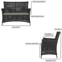 Jogo Sofá E 2 Poltronas E Mesa Igapó Preta E8 Trama Original Preto - 2