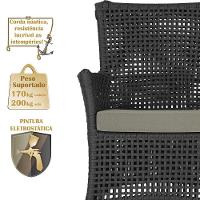 Jogo Sofá E 2 Poltronas E Mesa Igapó Preta E8 Trama Original Preto - 5