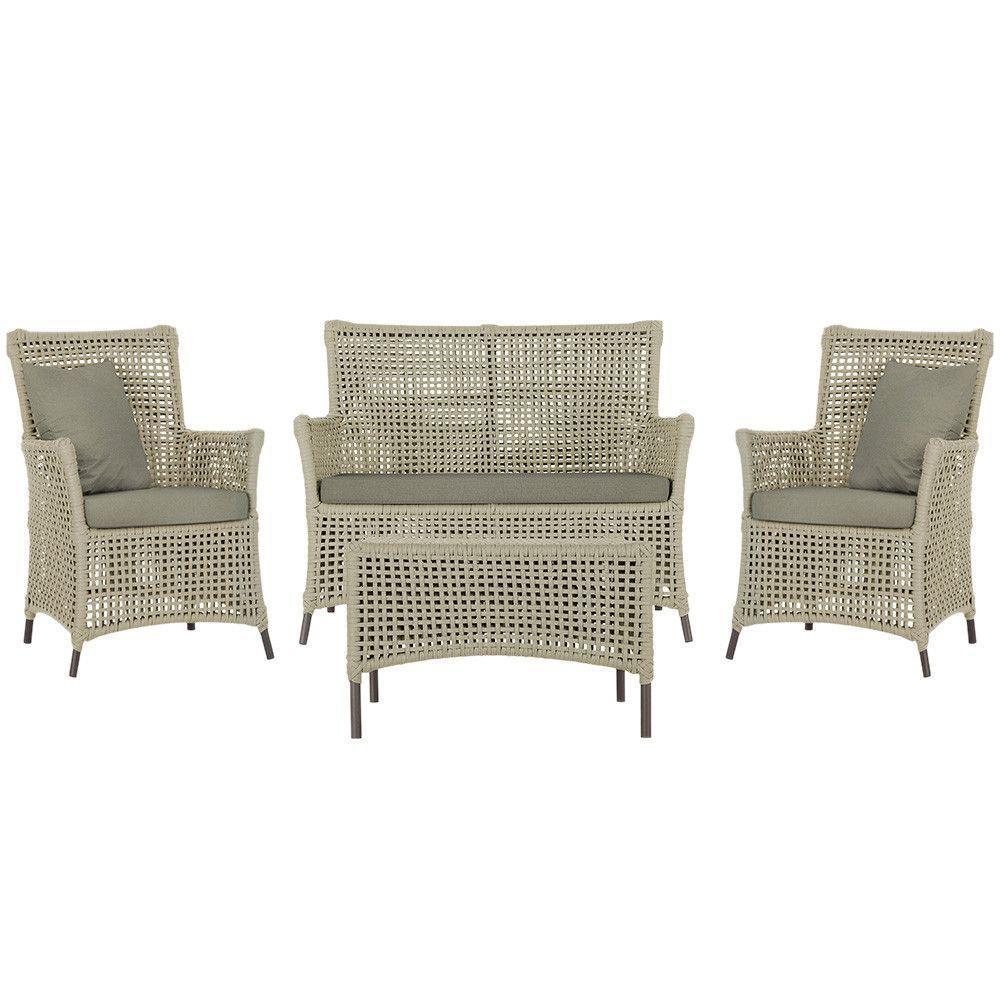 Jogo Sofá 2 Poltronas E Mesa Igapó Marrom E8 Trama Original Rami - 1