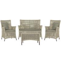 Jogo Sofá 2 Poltronas E Mesa Igapó Marrom E8 Trama Original Rami - 1