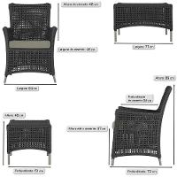 Jogo Sofá E 2 Poltronas E Mesa Igapó Fendi E8 Trama Original Preto - 3