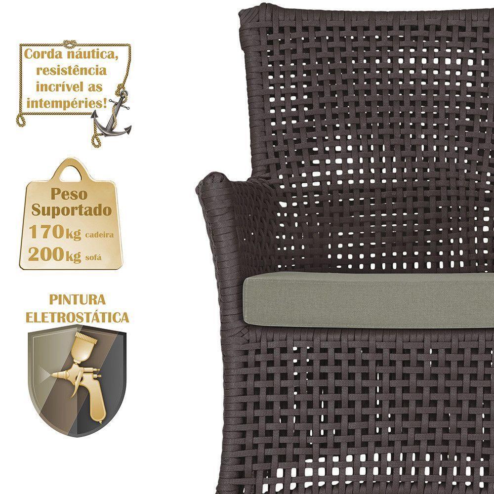 Jogo Sofá E 2 Poltronas E Mesa Igapó Fendi E8 Trama Original Marrom - 5