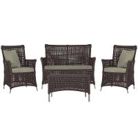 Jogo Sofá E 2 Poltronas E Mesa Igapó Fendi E8 Trama Original Marrom - 1