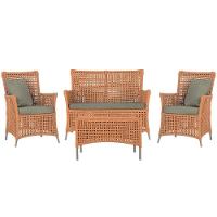 Jogo Sofá E 2 Poltronas E Mesa Igapó Fendi E8 Trama Original Terra Cota - 1