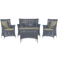 Jogo Sofá E 2 Poltronas E Mesa Igapó Fendi E8 Trama Original Prata - 1