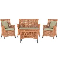 Jogo Sofá E 2 Poltronas E Mesa Igapó Preta E7 Trama Original Terra Cota - 1