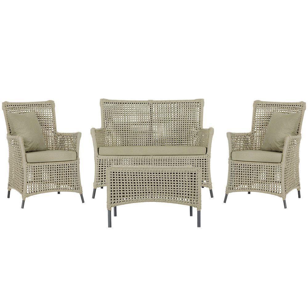 Jogo Sofá E 2 Poltronas E Mesa Igapó Preta E7 Trama Original Rami - 1