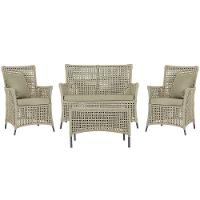 Jogo Sofá E 2 Poltronas E Mesa Igapó Preta E7 Trama Original Rami - 1