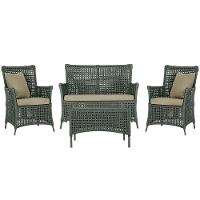 Jogo Sofá E 2 Poltronas E Mesa Igapó Preta E7 Trama Original Verde - 1