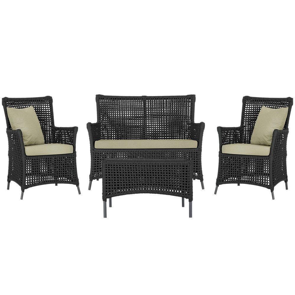 Jogo Sofá E 2 Poltronas E Mesa Igapó Preta E7 Trama Original Preto - 1