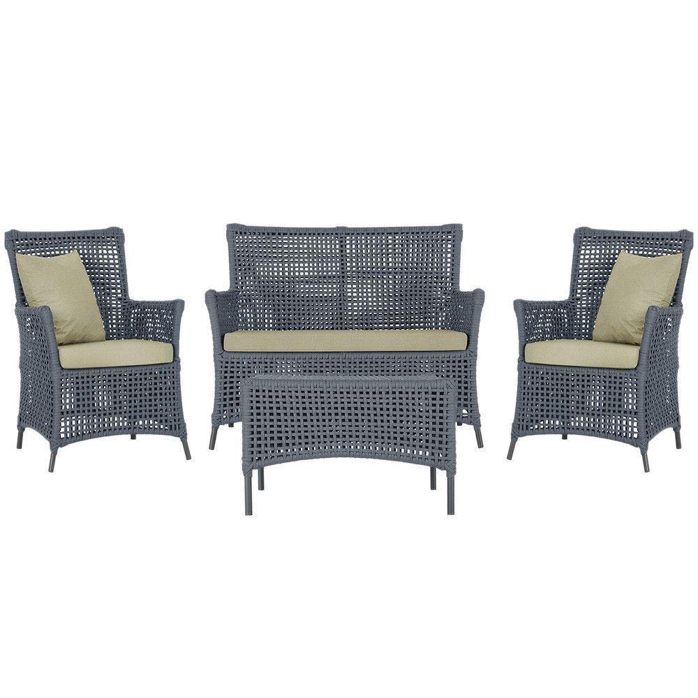 Jogo Sofá E 2 Poltronas E Mesa Igapó Preta E7 Trama Original Prata - 1