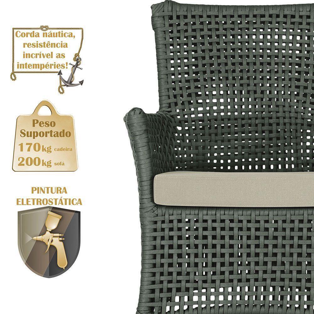 Jogo Sofá 2 Poltronas E Mesa Igapó Marrom E7 Trama Original Verde - 5