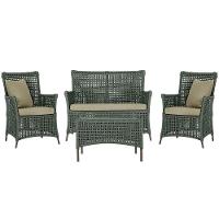 Jogo Sofá 2 Poltronas E Mesa Igapó Marrom E7 Trama Original Verde - 1