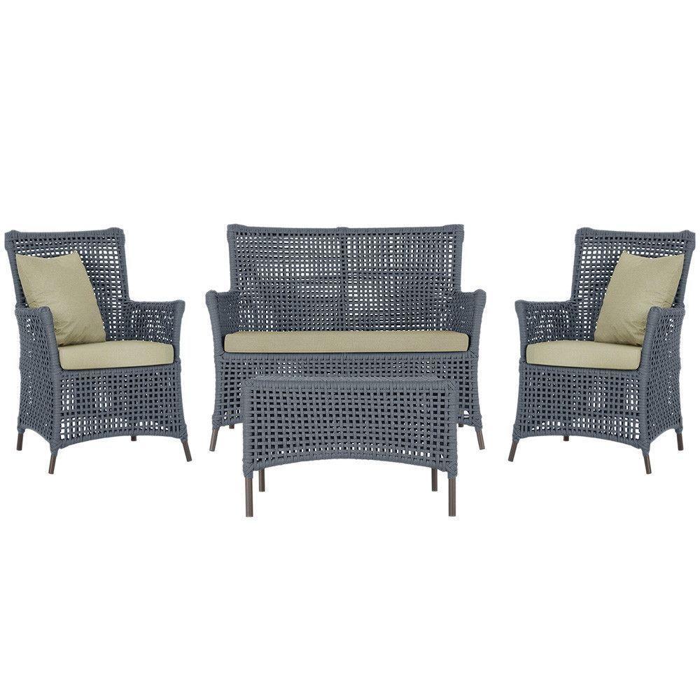 Jogo Sofá 2 Poltronas E Mesa Igapó Marrom E7 Trama Original Prata - 1