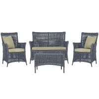 Jogo Sofá 2 Poltronas E Mesa Igapó Marrom E7 Trama Original Prata - 1