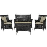 Jogo Sofá E 2 Poltronas E Mesa Igapó Fendi E7 Trama Original Preto - 1