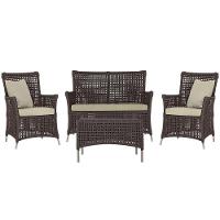 Jogo Sofá E 2 Poltronas E Mesa Igapó Fendi E7 Trama Original Marrom - 1