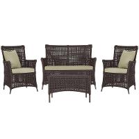 Jogo Sofá 2 Poltronas E Mesa Igapó Marrom E7 Trama Original Marrom - 1