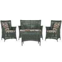 Jogo Sofá E 2 Poltronas E Mesa Igapó Preta E6 Trama Original Verde - 1