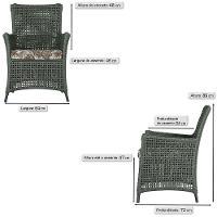 Jogo Sofá E 2 Poltronas E Mesa Igapó Preta E6 Trama Original Verde - 3