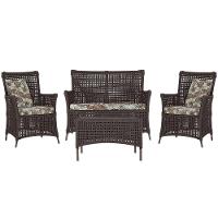 Jogo Sofá 2 Poltronas E Mesa Igapó Marrom E6 Trama Original Marrom - 1