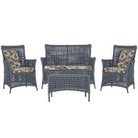 Jogo Sofá 2 Poltronas E Mesa Igapó Marrom E6 Trama Original Prata - 1