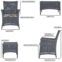 Jogo Sofá 2 Poltronas E Mesa Igapó Marrom E6 Trama Original Prata - 3