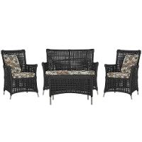 Jogo Sofá E 2 Poltronas E Mesa Igapó Fendi E6 Trama Original Preto - 1